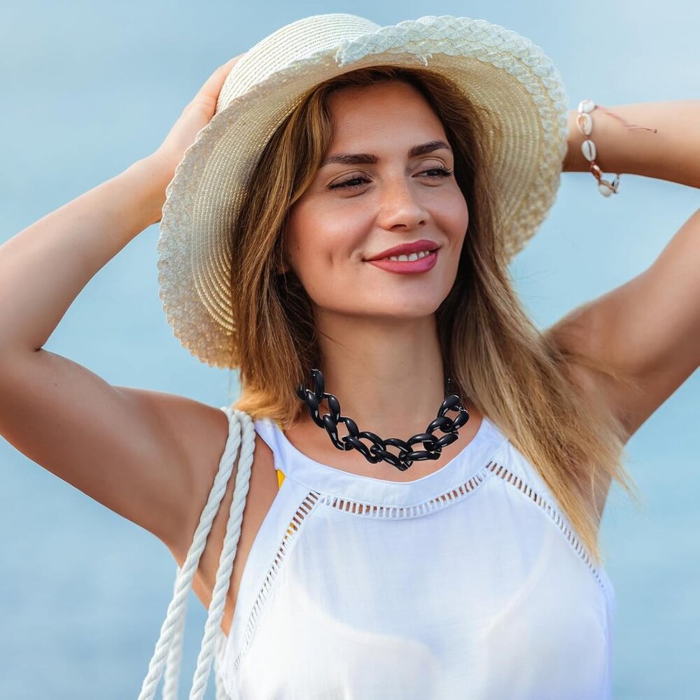 Statement Chunky Link Necklace - Durable Black Ac… - image 5